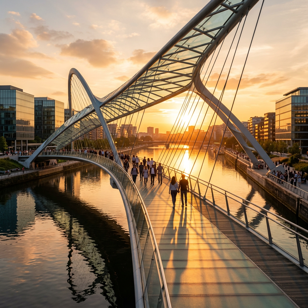 Conceptual modern architectural bridge